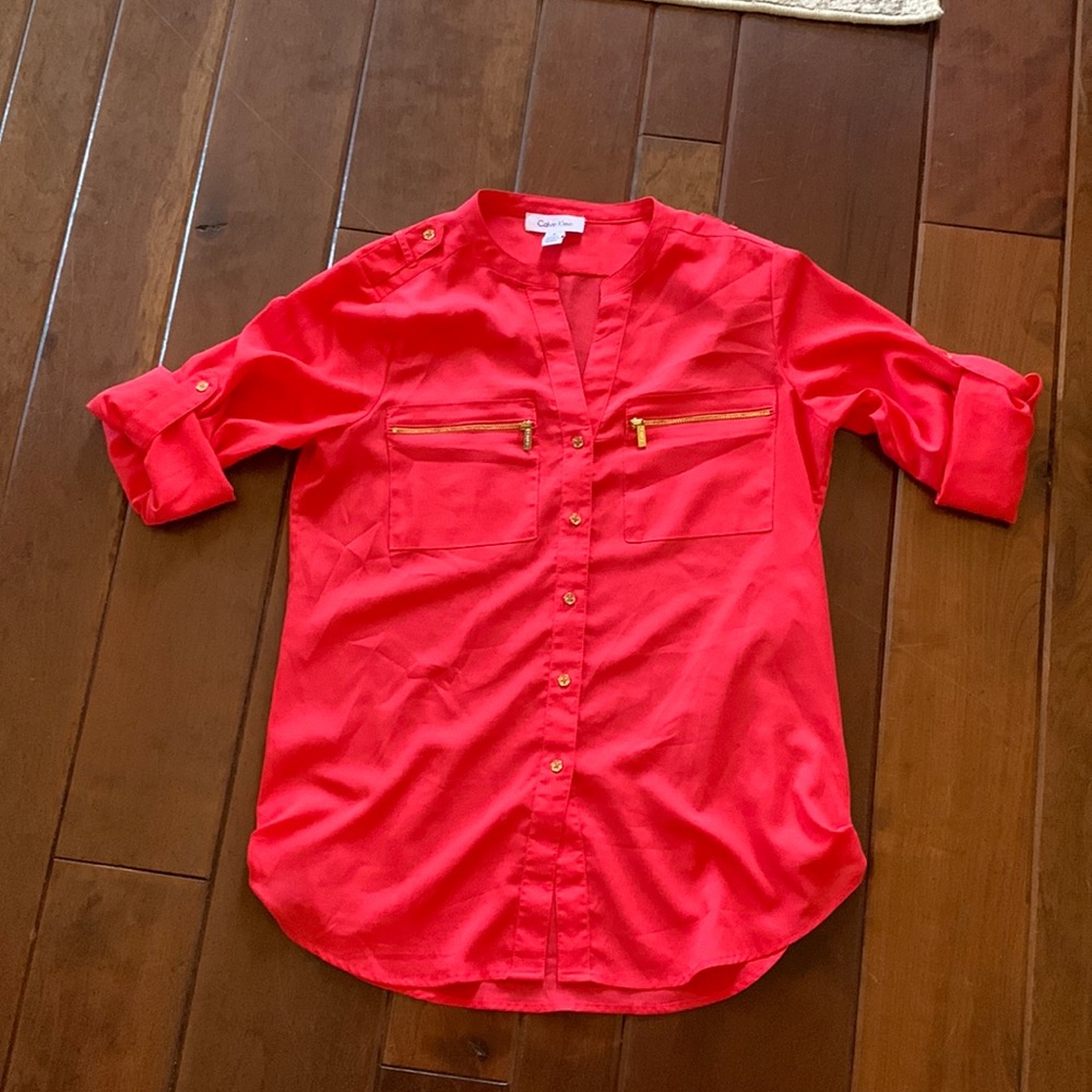 Coral Calvin Klein Dress Top